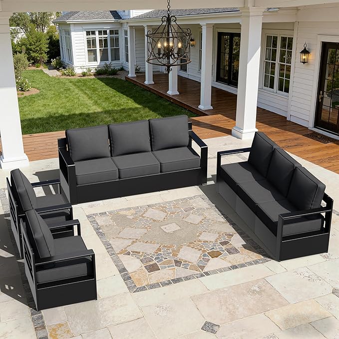 Outdoor Aluminum Furniture Set, 4-Piece Patio Conversation Set, 2 Swivel Chairs and 2 Sofa, All-Weather Metal Frame - Photo 8