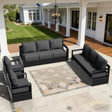 Outdoor Aluminum Furniture Set, 4-Piece Patio Conversation Set, 2 Swivel Chairs and 2 Sofa, All-Weather Metal Frame - Photo 8