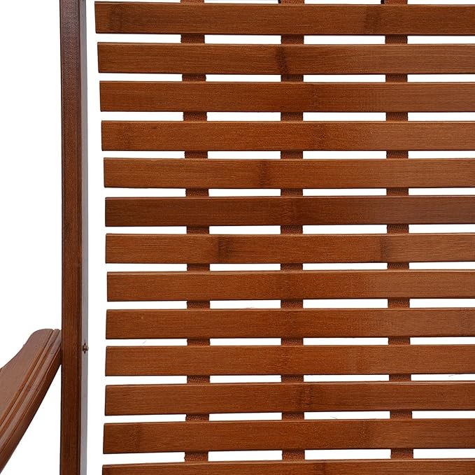Foldable Bamboo Lounger Chair, Adjustable Back Patio Reclining Chair with Massage Hammer, Foldable Outdoor Chaise Lounge Chair for Backyard Yard Pool Beach Load Capacity 440Lbs