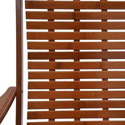 Foldable Bamboo Lounger Chair, Adjustable Back Patio Reclining Chair with Massage Hammer, Foldable Outdoor Chaise Lounge Chair for Backyard Yard Pool Beach Load Capacity 440Lbs