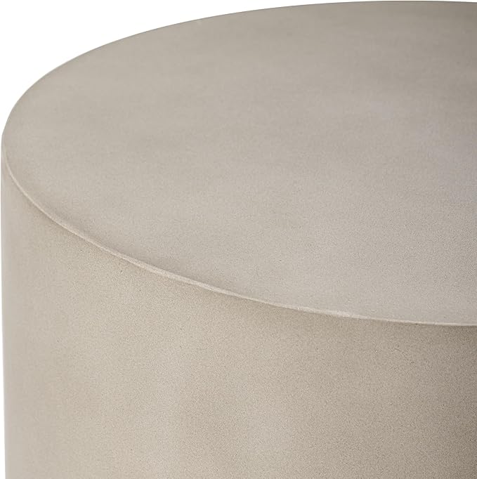 HOMPUS Outdoor Side Table w Hollow Arch, Concrete End Table, Round Patio MgO Coffee Lightweight, Modern Accent Vintage Garden Planter Stand for Indoor Outdoor Use, Grey