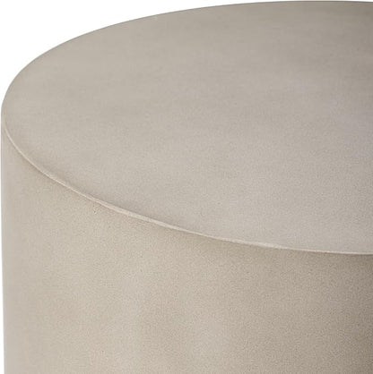 HOMPUS Outdoor Side Table w Hollow Arch, Concrete End Table, Round Patio MgO Coffee Lightweight, Modern Accent Vintage Garden Planter Stand for Indoor Outdoor Use, Grey
