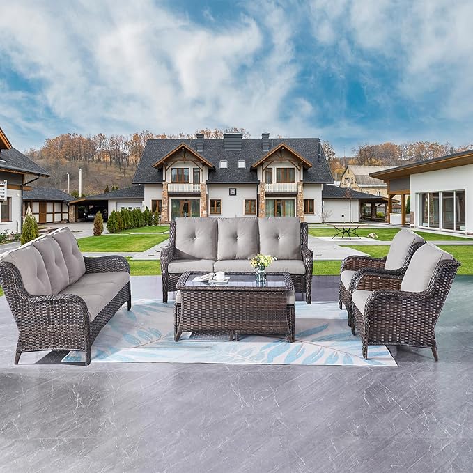 Rilyson Wicker Patio Furniture Sofa Set - 7 Piece Rattan Outdoor Patio Sectional Conversation Sets with 2 Sofa - Photo 7