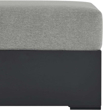 Modway Tahoe Aluminum Ottoman Gray with Weather-Resistant Cushion-Ideal as Outdoor Footstool, Patio or Sunroom Furniture