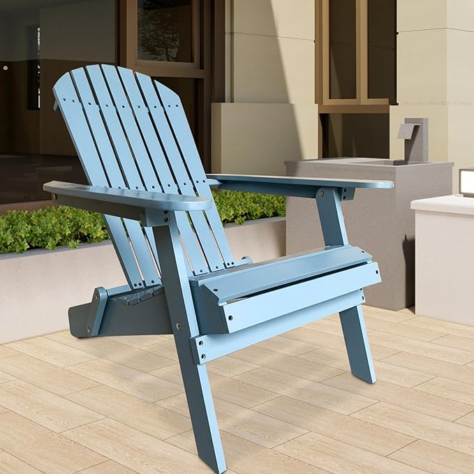 PayLessHere Adirondack Chairs, Weather Resistant Patio Chairs with Pinewood Wooden Textured for Patio Lawn Garden - Photo 2