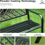 MFSTUDIO Outdoor Metal Bench Set of 2, 50" Black Outdoor Metal Garden Bench - Photo 7