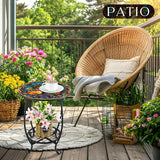 Outdoor Side Table Round Small Mosaic Patio Accent Indoor End Plant Coffee Tea Table for Yard Patio Porch Garden Living - Photo 2