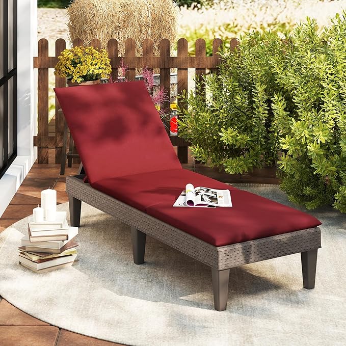HAPPYGRILL Outdoor Chaise Lounge Chair Rattan Recliner Lounger with Removable Cushion & 3-Level Adjustable Backrest - Photo 4