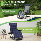 ZENPETIO 29In XL Zero Gravity Chair w/Cushion, Zero Gravity Recliner Lounge Chair for Indoor and Outdoor - Photo 5