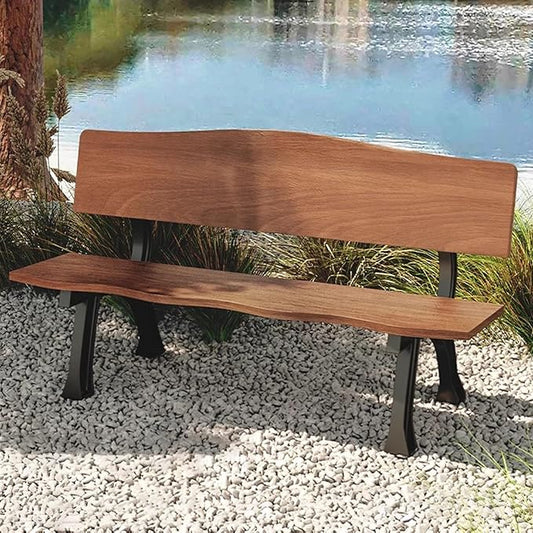 Outdoor Garden Bench, Metal Bench, Patio Wood Bench Park with Backrest, Bench Chair, for Patio Lawn Balcony Yard Porch(Brown,47.2x20.4x29.1in)
