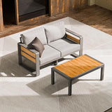 ZANDOR Aluminum Outdoor Patio Furniture - 1 Pcs Loveseat and Coffee Table - Photo 1