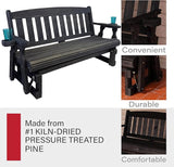 Amish Heavy Duty 800 Lb Mission Pressure Treated Porch Glider with Cupholders (5 Foot, Semi-Solid Black Stain) - Photo 6