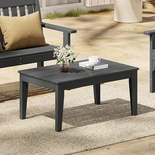 Costaelm Adirondack Outdoor Coffee Table, HDPE Drink Table Weather Resistant, Patio Porch Accent Balcony Table Outdoor End Table for Pool, Seaside, Backyard, Backyard, Gray