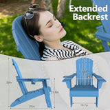 Plawdlik Folding Adirondack Chair Set of 6 with Cup Holder，Wooden Textured ，Heavy All-Weather HDPE Comfortable Set - Photo 2