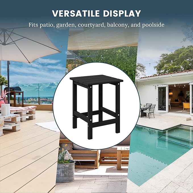 Costaelm Outdoor Table and Chairs, Small Patio Set Outdoor Seating, All Weather Porch Furniture Set Lounge Chairs for Outside Firepit Garden Lawn, Black