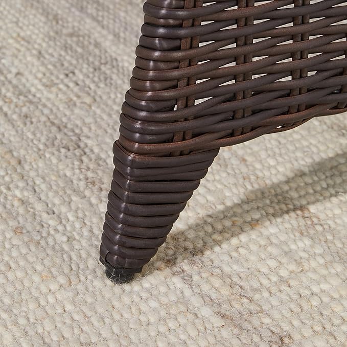 CHITA Patio Wicker Coffee Table with Fully Wrapped Edges, Outdoor Rattan Rectangular Coffee Table for Backyard, Balcony, Apartment, or Porch