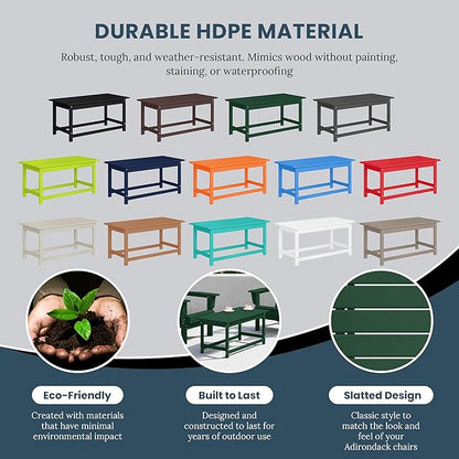 WO WESTIN OUTDOOR HDPE Laguna Outdoor Poly Adirondack Coffee Table, Dark Green