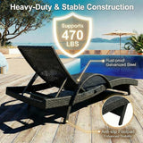 Wicker Outdoor Lounge Chairs with Pull Out Side Table, Pool Lounge Chairs Set of 4, Rattan Outdoor Lounger - Photo 5