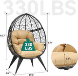 YITAHOME Egg Chair Wicker Outdoor Indoor Oversized Large Lounger with Stand Adjustable Leveling Feet Cushion Egg Basket - Photo 4