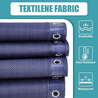 Queekay Chair Replacement Fabric with 4 Bungee Cord Lounge Chair Cloth Mesh Repair Kit for Patio Recliner Outdoor Lawn Pool(63 x 17 Inch,Blue)