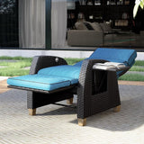 Grand patio Outdoor Recliner Chair Patio 150° Lay Flat Recliner with Flip Table Wicker Reclining Lounge Chair Peacock - Photo 4