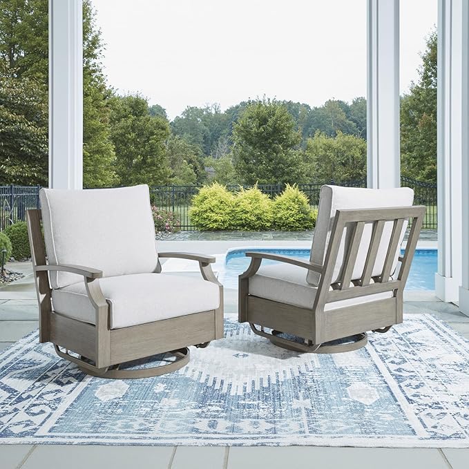 Signature Design by Ashley Rainier Ranch Contemporary Nuvella Weather Resistant Fabric Outdoor High Back Swivel Glider - Photo 2