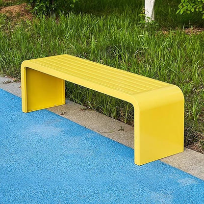Outdoor Bench Weatherproof, Stainless Steel Metal Garden Bench, Anti-Rust Patio Park Bench for Front Porch, Yard, Lawn, Deck(Yellow,120cm/47in)