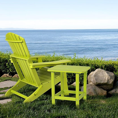 Aoodor 19'' Adirondack Side Table, Rectangular HDPE End Table, Weather Resistant and Easy Maintenance, Apple