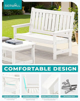 SERWALL Outdoor Bench with Cup Holder, 58" HDPE Garden Park Bench Suitable for 3 Person - Photo 5