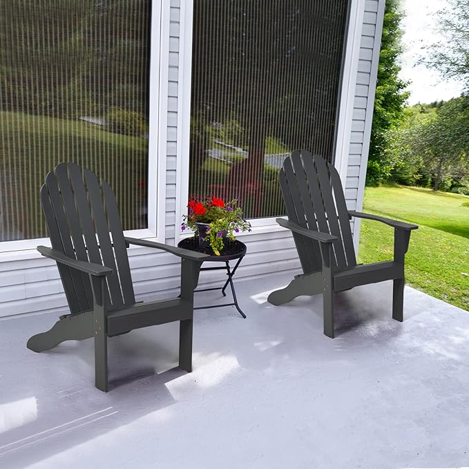 Tangkula Adirondack Chair, Acacia Wood Adirondack Lounger Chair, Outdoor Armchairs with Slatted Seating, Weather Resistant