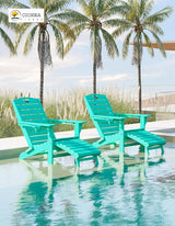 Ciokea Folding Adirondack Chair Set of 2 with Retractable Ottoman Fire Pit Patio Chair with Pull Out Foot Rest Weather - Photo 2