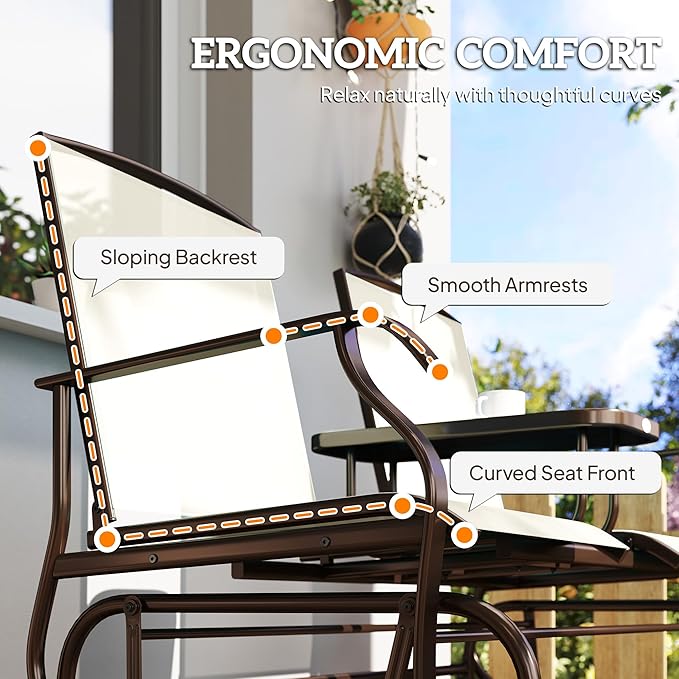 Outsunny Outdoor Glider Bench with Center Table - Photo 8