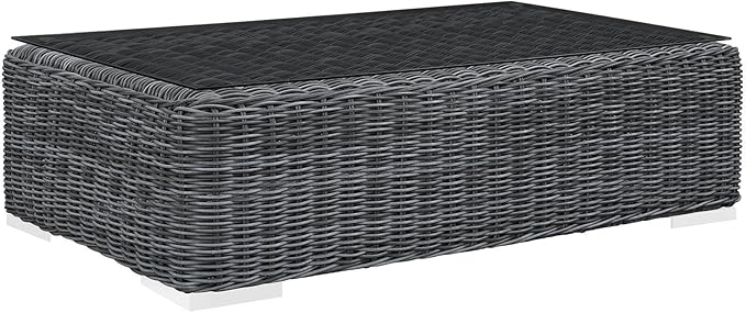 Modway Summon Wicker Rattan Outdoor Patio Coffee Table in Gray
