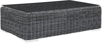 Modway Summon Wicker Rattan Outdoor Patio Coffee Table in Gray