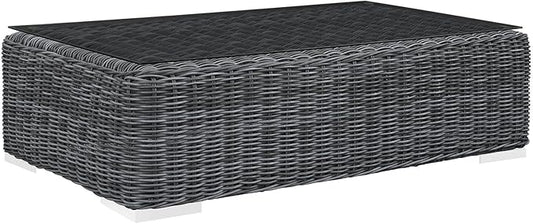 Modway Summon Wicker Rattan Outdoor Patio Coffee Table in Gray