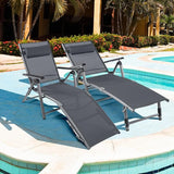 Tangkula Outdoor Aluminum Chaise Lounge Chair, Patio Folding Chaise with 8 Back and 2 Leg Adjustable Positions - Photo 9