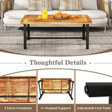 HAPPYGRILL Acacia Wood Patio Coffee Table, Outdoor Rectangular Center Table with Sturdy Metal Frame - Photo 7