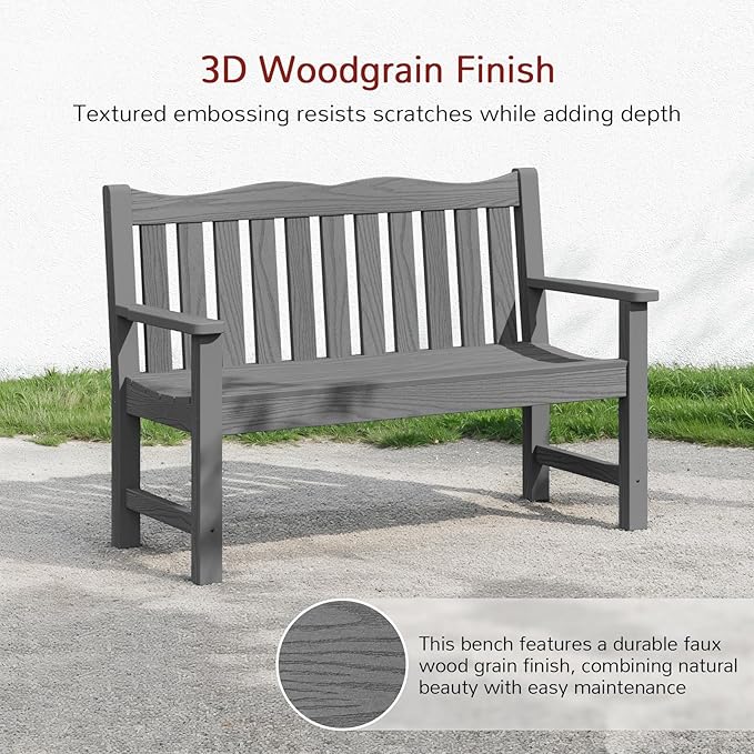 Stoog Outdoor Bench, Waterproof Garden Benches Set of 2, Never Rot or Fade, Used for Garden, Porch, Backyard and Deck - Photo 6