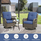 Belord 5 Piece Wicker Patio Furniture Set, Outdoor Swivel Rocker Chairs Set of 2 with Ottomans and Side Table - Photo 2
