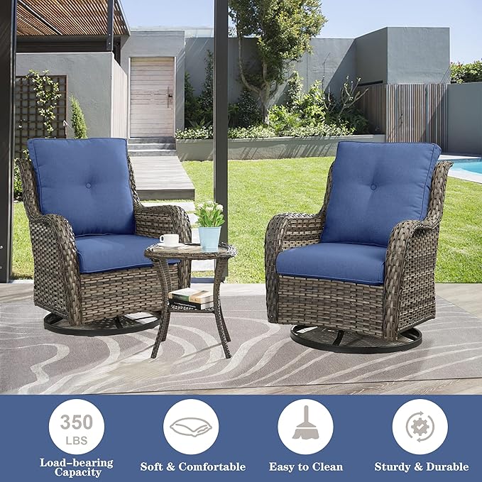 Belord 8 Piece Wicker Patio Furniture Set, Outdoor Swivel Rocker Chairs Set of 2 with Ottomans and Sectional Couch - Photo 5