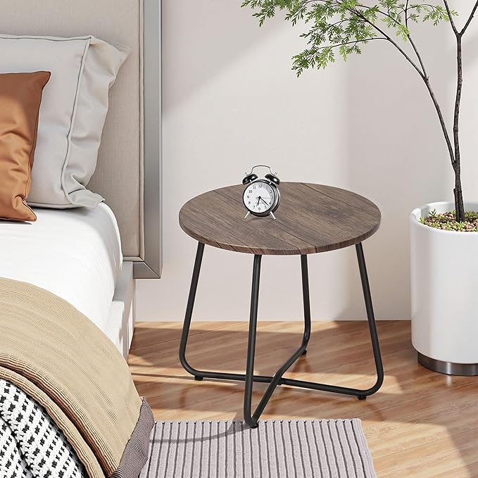 VECELO 17.7 inch Small Round Outdoor Side Table, Patio End Table - Photo 5