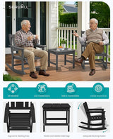 SERWALL Outdoor Rocking Chair Set of 2 with Side Table, All-Weather HDPE 3 Piece Patio Furniture Set - Photo 6