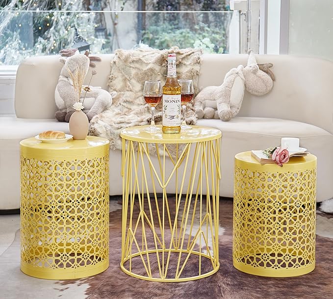 HFHOME Set of 3 Heavy-Duty Round End Table, Side Table, Coffee Table for Indoor Multifunctional Use - Photo 3