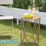 Y&M Set of 3 Gold End Tables, Nesting Metal Round Coffee Table, Heavy Duty Metal Plant Stand Garden Stool - Photo 2