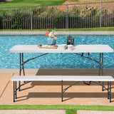 6FT Plastic Folding Bench Outdoor Bench Garden Bench Plastic Portable Bench with Carrying Handle for Picnic Camping - Photo 2