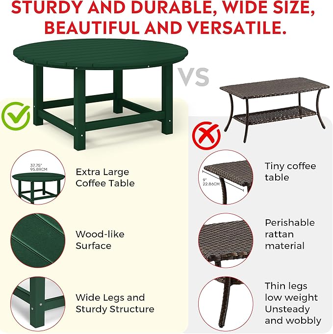 Costaelm Patio Conversation Table, Tatio Accent HDPE Outdoor Weather Resistant - Photo 4