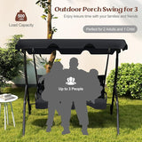 Tangkula 3 Person Porch Swing, Patio Swing with Removable Cushion & Powder-Coated Steel Frame - Photo 3