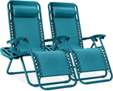 Best Choice Products Set of 2 Adjustable Steel Mesh Zero Gravity Lounge Chair Recliners w/Pillows and Cup Holder Trays - Photo 1