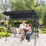 TANGKULA 3 Person Patio Swing, Steel Frame with Polyester Angle Adjustable Canopy, All Weather Resistant Swing Bench - Photo 2