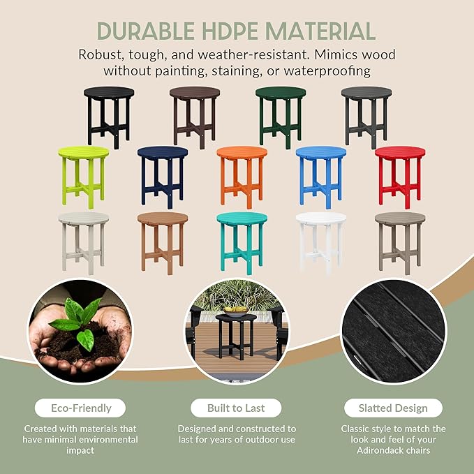WestinTrends Dylan Adirondack Round Outdoor Side Table, Black